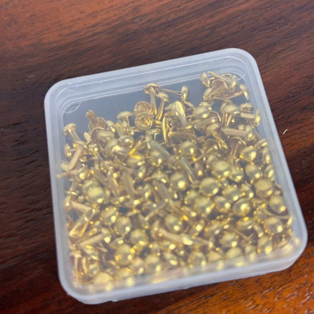 Gold‎ Mini Round Brads Metal Paper Fasteners for Scrapbooking Crafts with Case